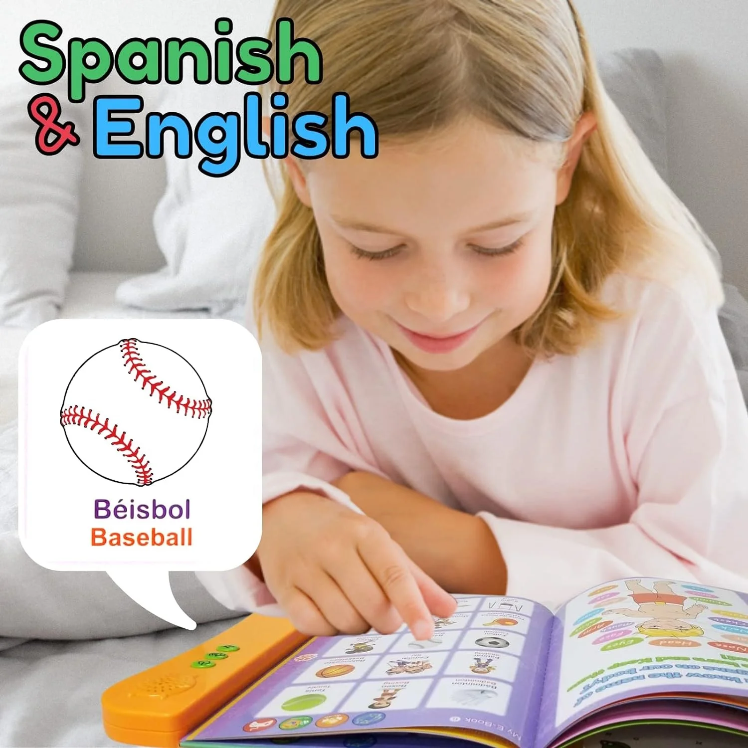 Interactive Educational Electronic Book Bilingual Toys Spanish English Talking Sound Books