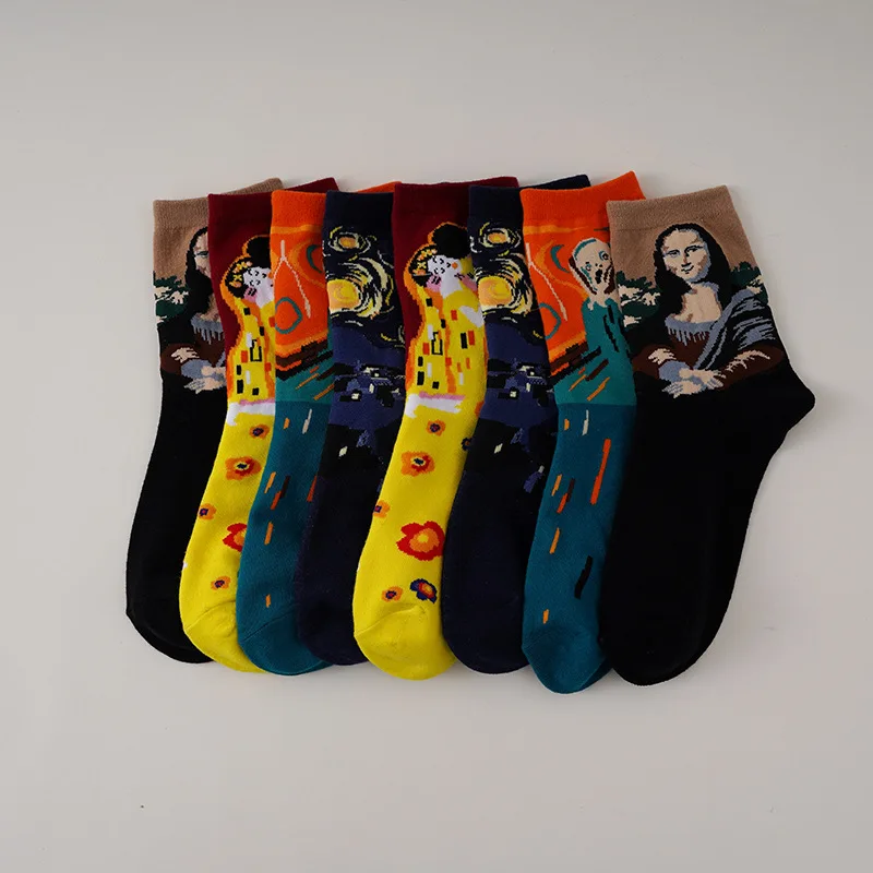 Designer Funny Cartoon Socks Personality Colorful Novelty Street Style Crew Socks Funny Cotton Mid Tube Movie Socks For Women