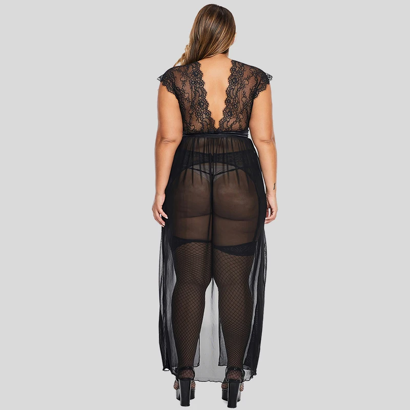 2022 Plus Size Ladies Evening Nighty Robe Dresses Sexy Women Nightgown Lingerie Night Gown