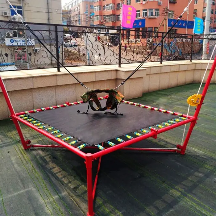 Hot selling upgraded version bungee jumping with rocker and spring, Outdoor children equipment steel frame trampoline for kids