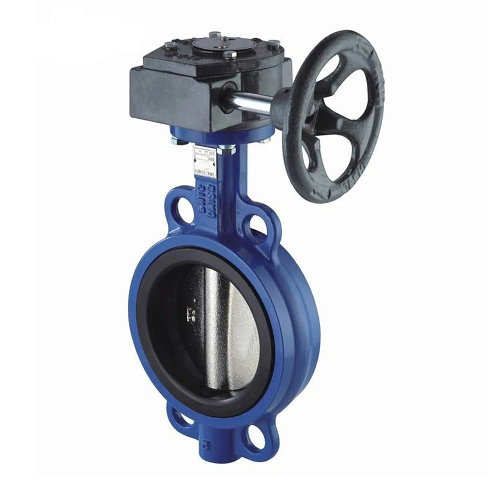 DIN JIS ANSI  DN40-600 2inch--24inch Cast  Iron Cast Steel Wafer Type butterfly valve with  handle  /Worm Gear for Water,Oil,Gas