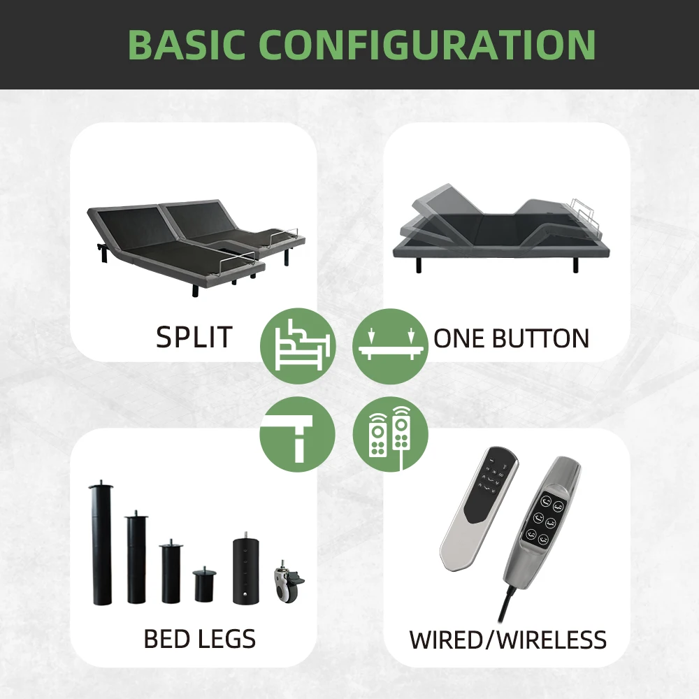 High quality queen size adjustable electric frame neck tilt electric bed adjustable