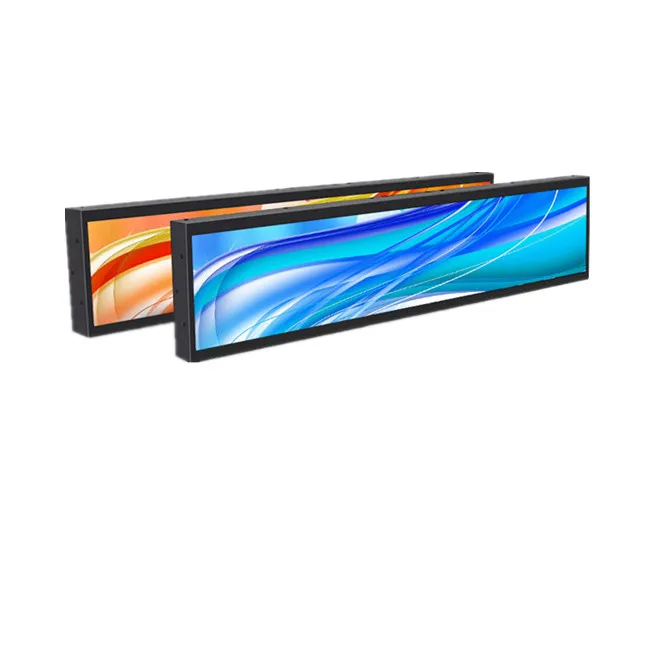High Resolution Slim Shelf Bar LCD Screen Stretched Digital Signage Android Ultra Wide TFT Display Monitor for Supermarket
