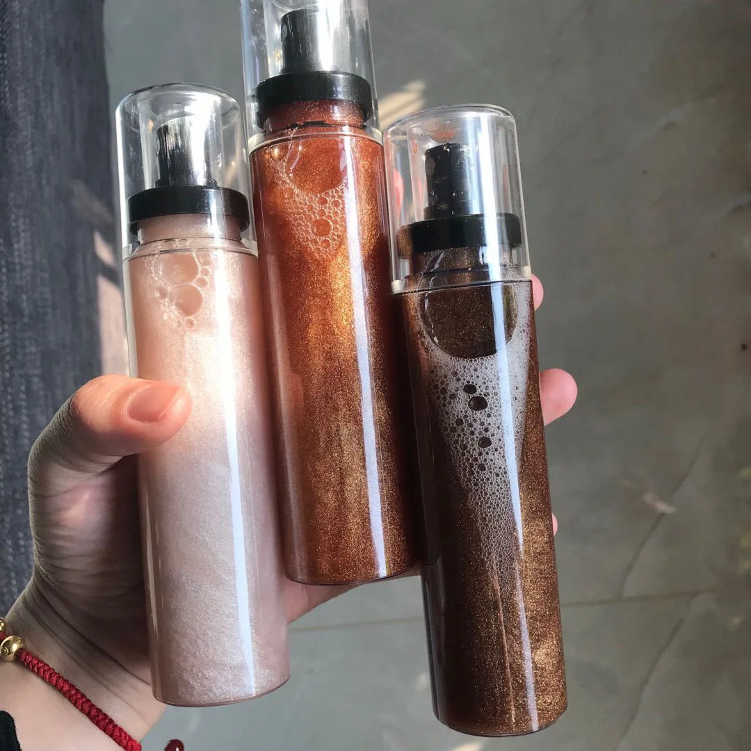 
5 Colors no brand wholesale makeup body shimmer glitter highlighter spray 