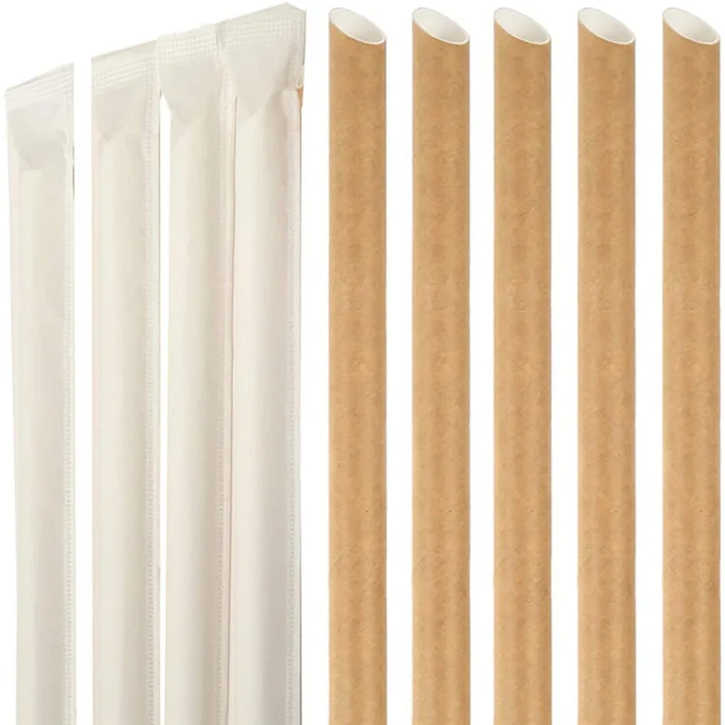 
Biodegradable 100% Recycled Eco Friendly Large Size Paper Straws White Paper Bubble Tea Drinking Straws 