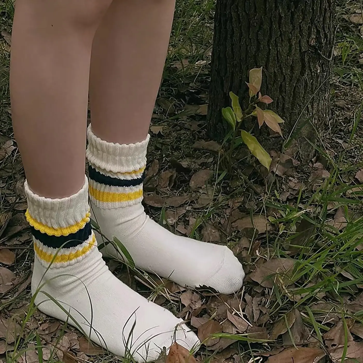Novelty Socks Women Men Striped Retro Ribbed Loose Slouch Crew Socks Custom Sporty Calf Casual Cotton Socks