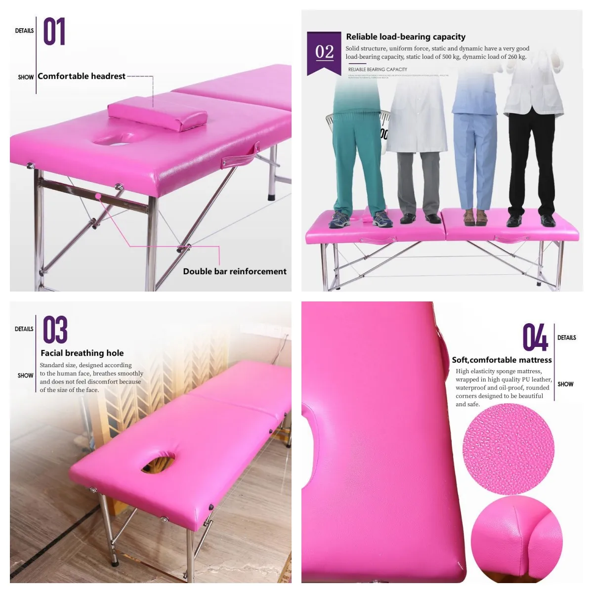 Factory direct sales portable folding head spa bed massage tables beds medical massage bed