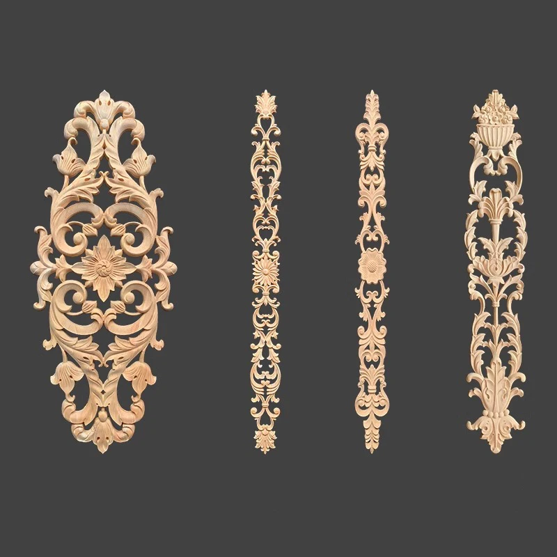 Decorative Antique CNC onlays for cabinets Furniture Accessoires Embellishments Appliques Onlays Chinese Wood Carving