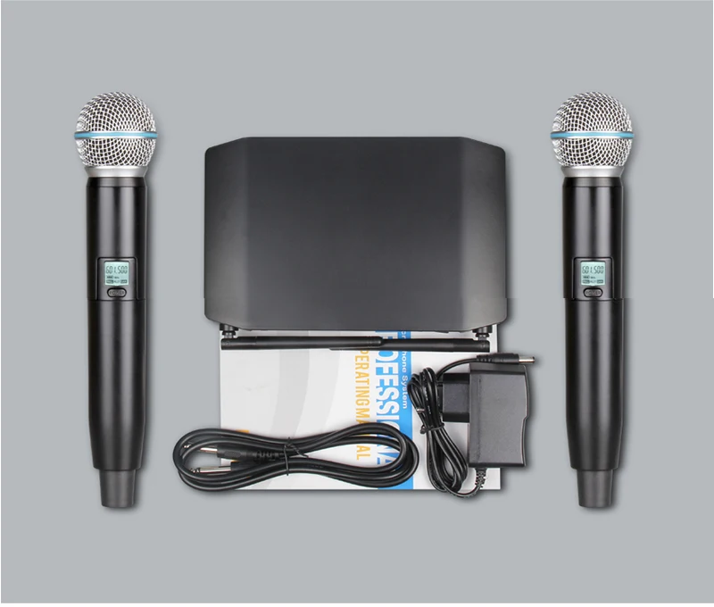 Rayco Портативная Беспроводная микрофонная система с 2 ручными микрофоном беспроводная для сцены церкви свадьбы вечеринки GLXD24