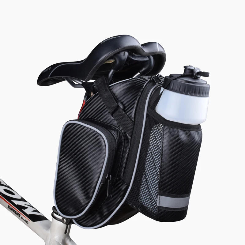 Customized  Bicycle Under Seat Pouch Bike Saddle Bag Cycling Accessories Pack Waterproof Bicycle Bag With Water Bottle Holder