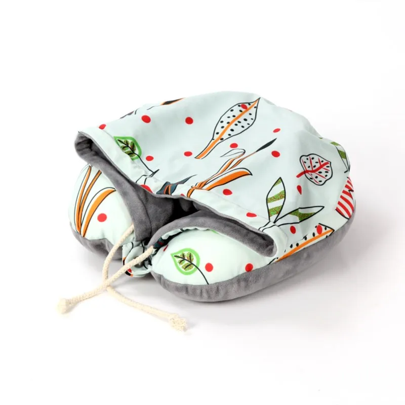 2019 г. новый дизайн U-образная подушка для шеи с капюшоном и принтом в виде микробусин