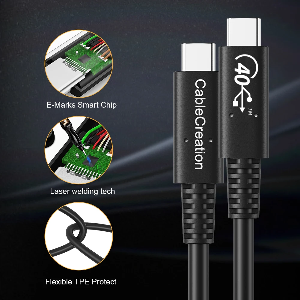USB-IF Сертифицированный 5A 20 Гбит/с полнофункциональная зарядка 100 Вт 8K 30 Гц или двойной 4K 60 видео USB4 GEN2 коаксиальный