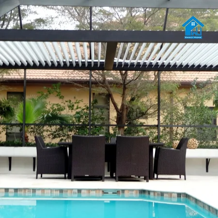 wood grain garden furniture pergola outdoor garden gazebo aluminum alloy leisure pergola