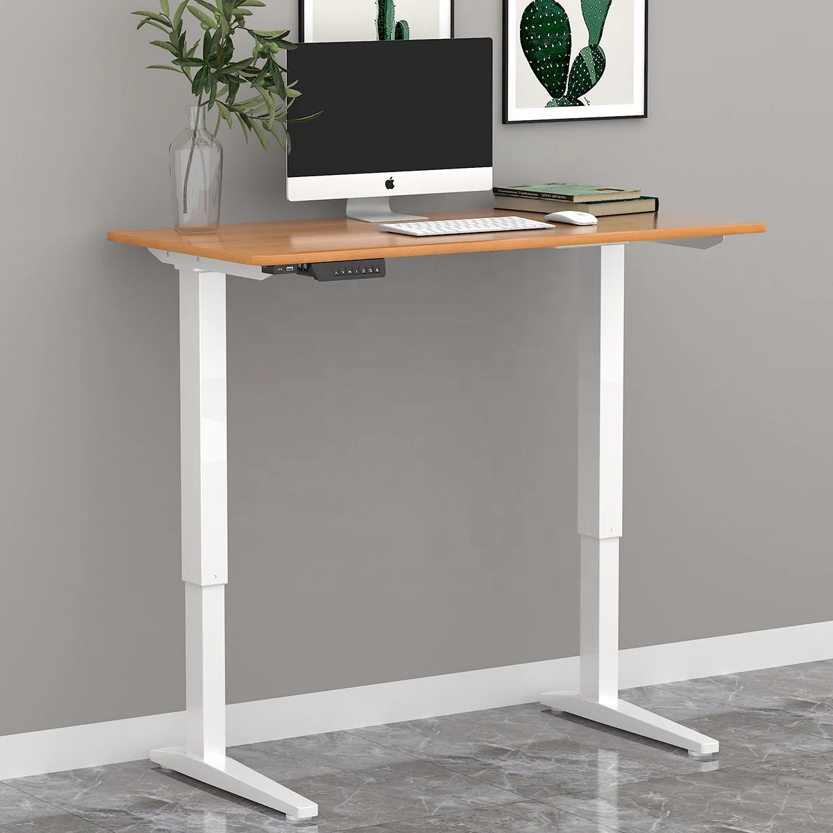 Customize Wooden Home Office Smart Motorized Sit Standing Electric Stand Height Adjustable Desk