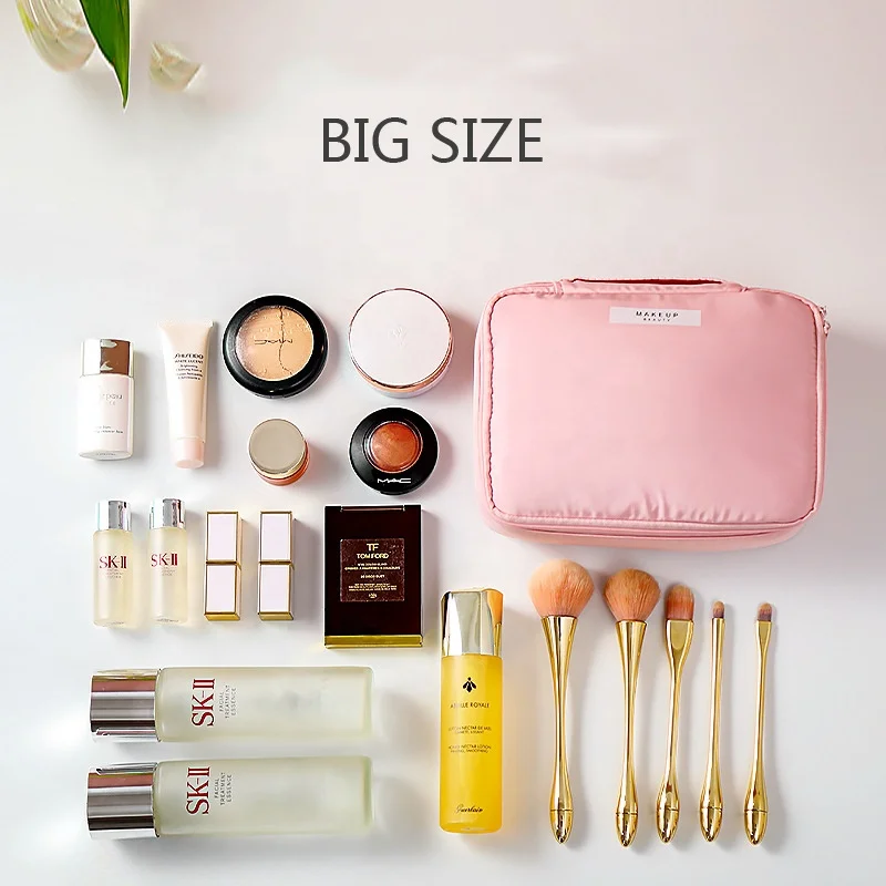 New Ins Waterproof Big Makeup Lipstick Perfume Storage Case Reusable Make Up Brush Toiletry Bag Travel Portable Cosmetic Bag