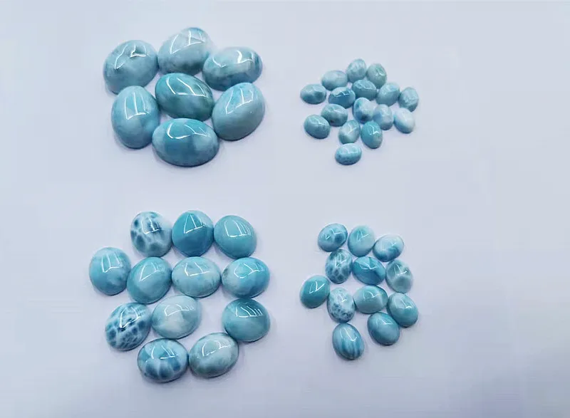 Wholesale Natural Smooth Charm Gemstone Larimar Oval Cabochon For Jewelry Making