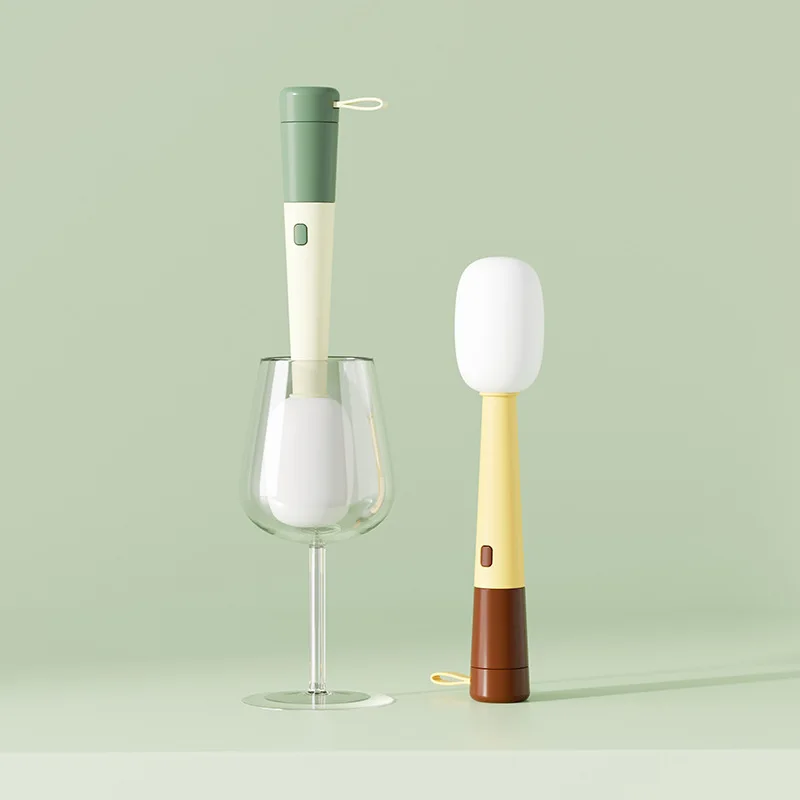 Microphone shaped cup brush multi functional sponge cleaning brush lid cleaning brush