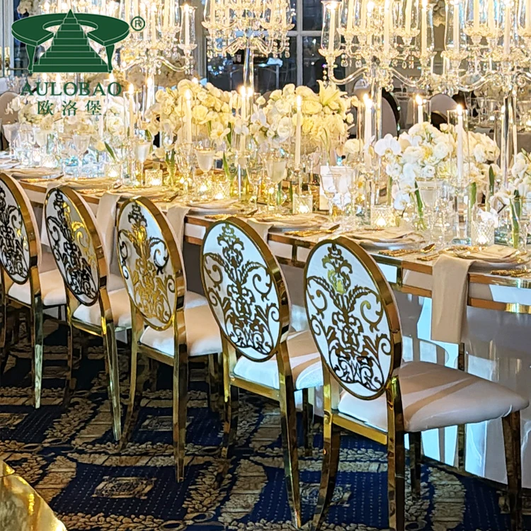 Luxury carve back stainless steel frame banquet wedding chair