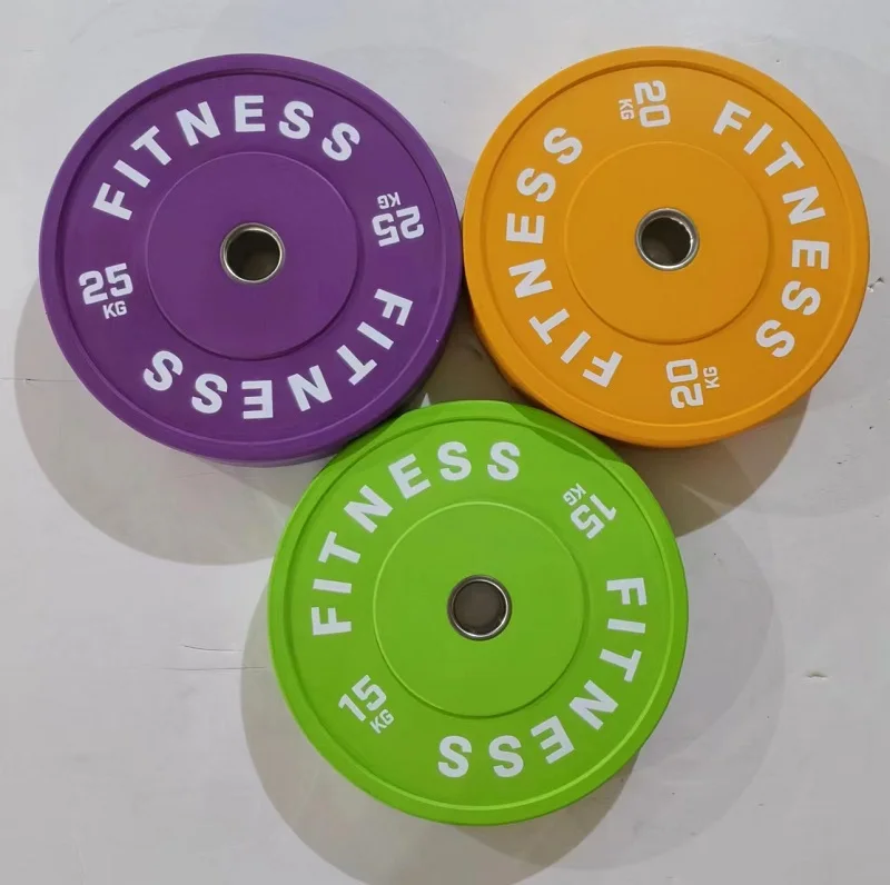 Commercial Colorful Weightlifting 5-25 Kg Training Rubber Barbell Bumper Plate Weights For Bodybuilding Workout