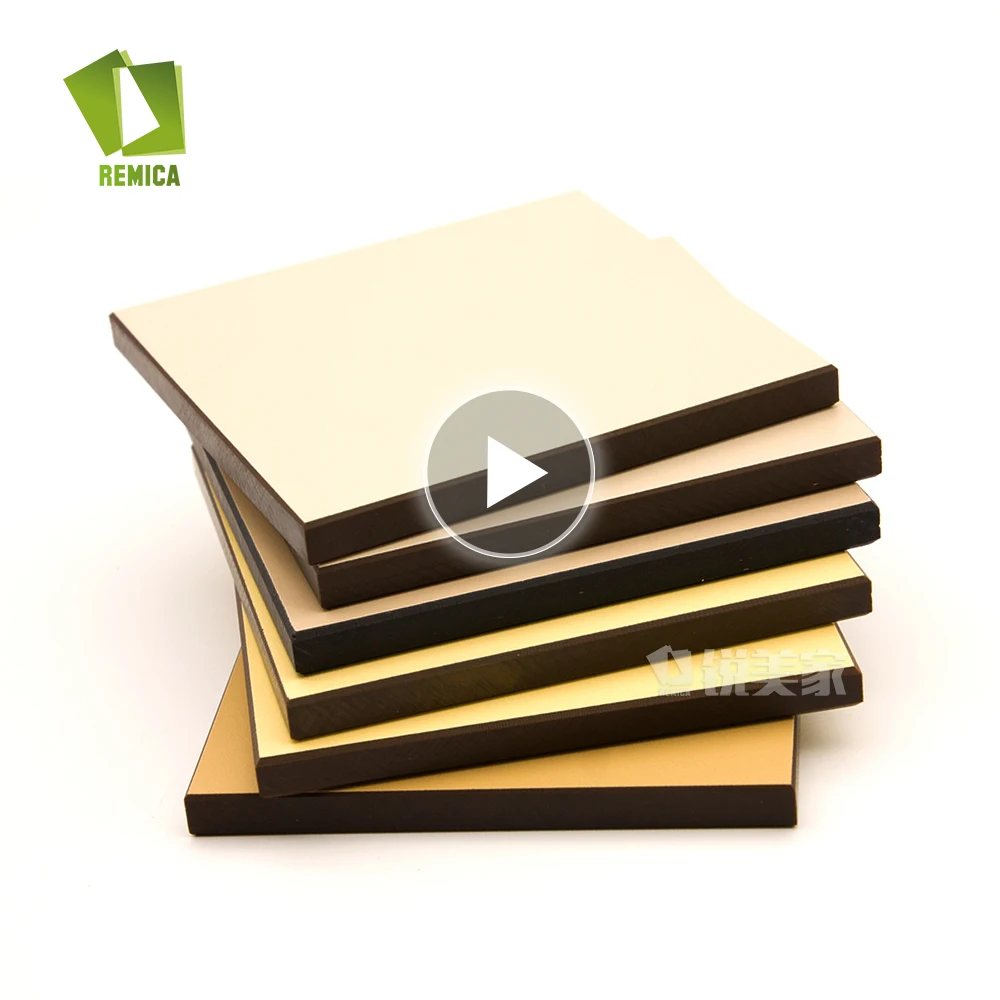  Remica factory custom 4.3*9/1300*2800mm Size Glossy solid wood grain laminate sheet Decorative hpl compact panel