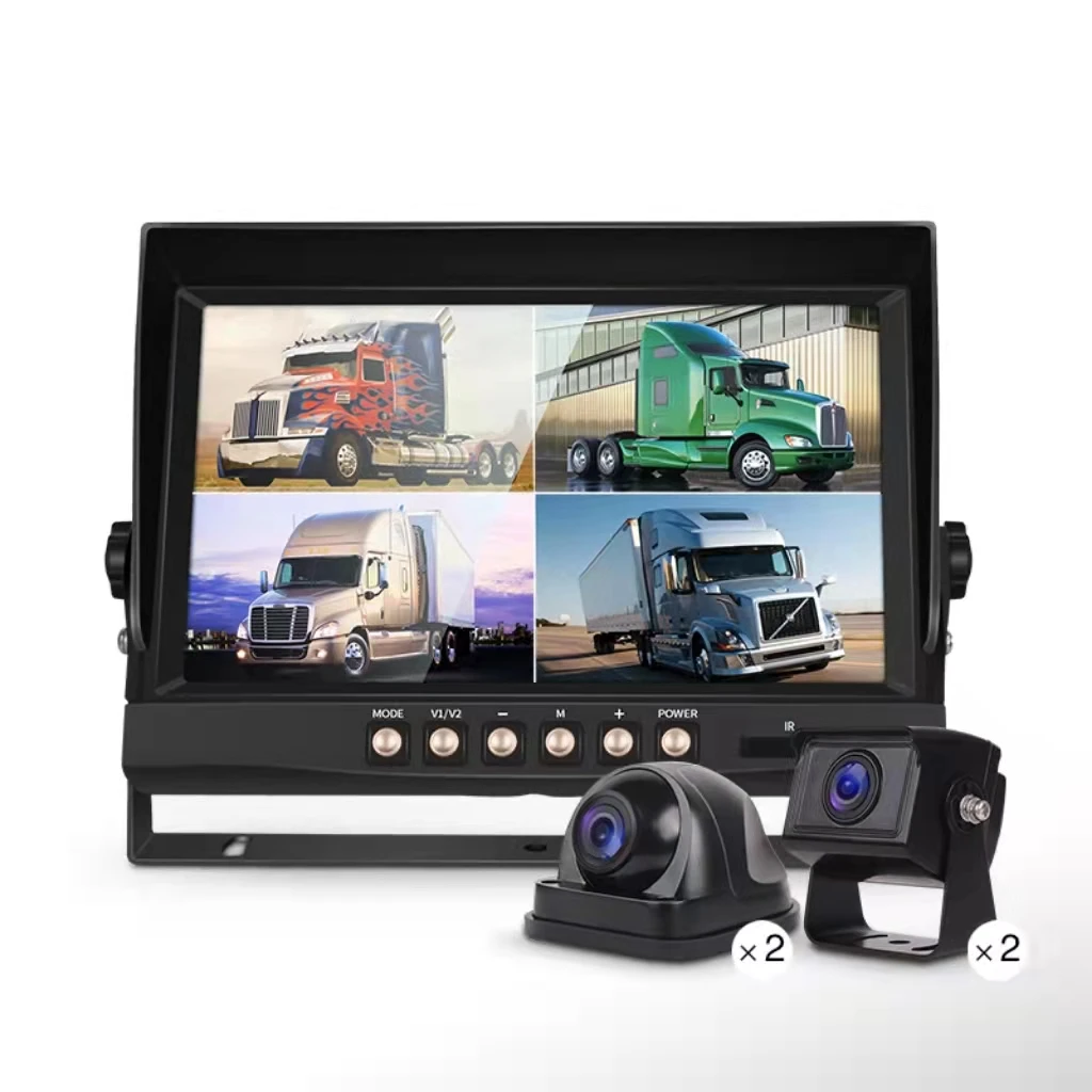 9 Inch 4CH Quad Monitor Rearview 720P/960P Back Up Reversing Camera System Car Monitor System For Bus Truck Trailers
