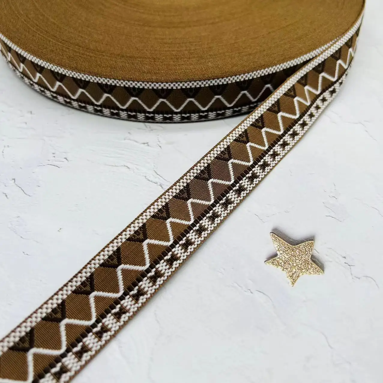 Hot Sale 2cm Ethnic Style Tape Polyester Classical Geometric Jacquard Webbing diy accessories webbing
