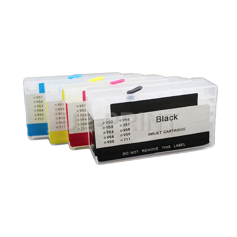 4 Colors   Empty Refillable Ink Cartridge With Permanent Chip Compatible for HP DesignJet T125 T130 T525 T530 Printer