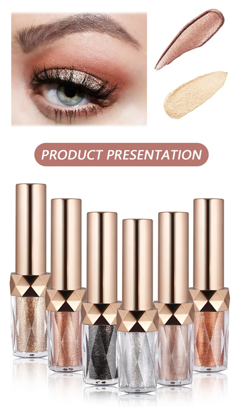 Private label high pigment cosmetic makeup products shiny liquid glitter eyeshadow vegan eyeliner