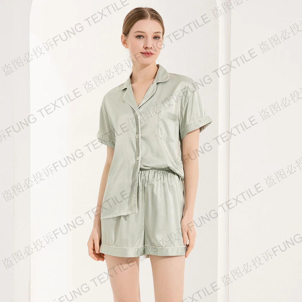 3034 дизайнерская женская шелковая пижама для девочек, короткая Пижама на заказ, Женская атласная пижамный комплект из 2 предметов