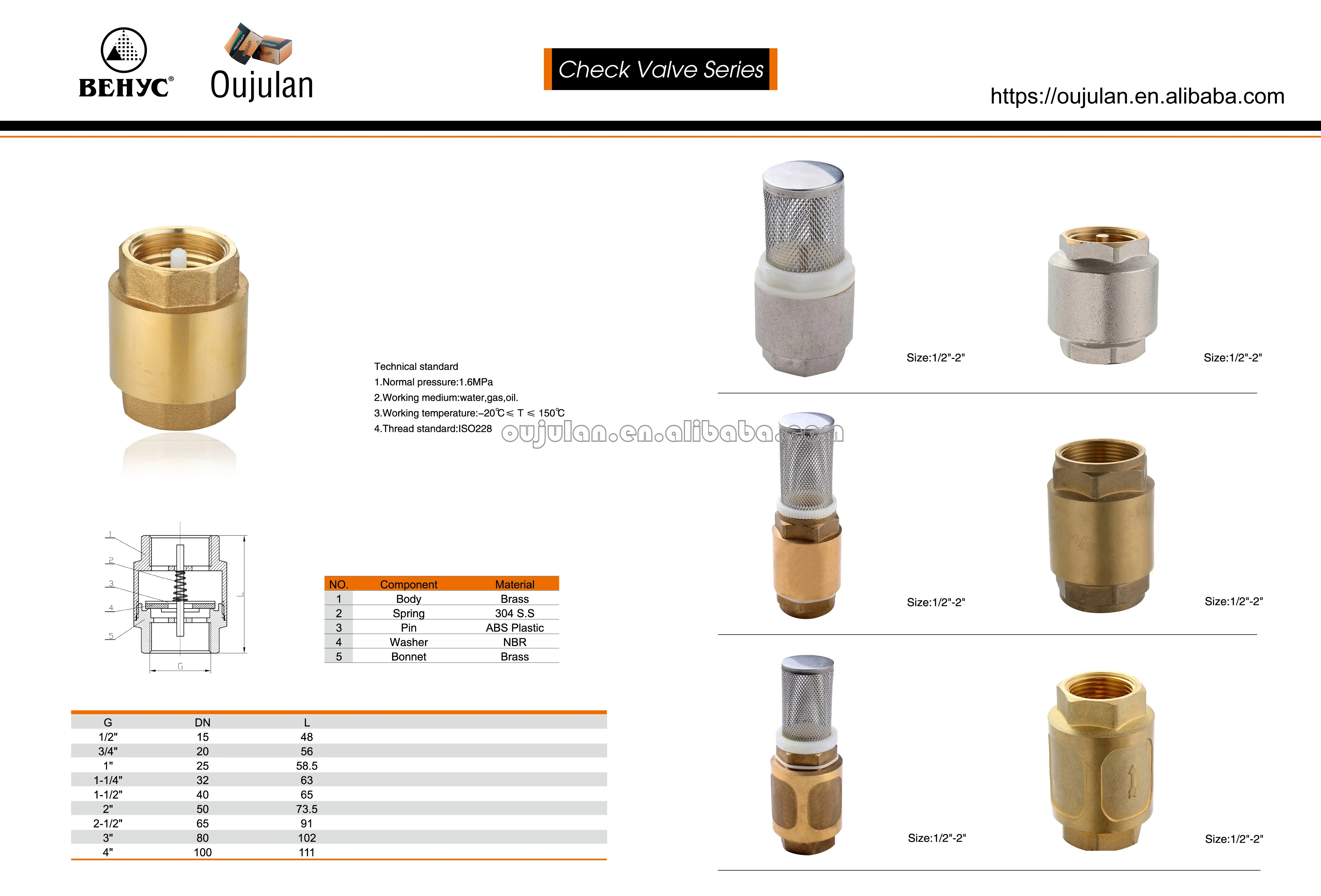 Brass Female Thread Valve Water Pump Foot Check Valve Stainless Steel Net Filter