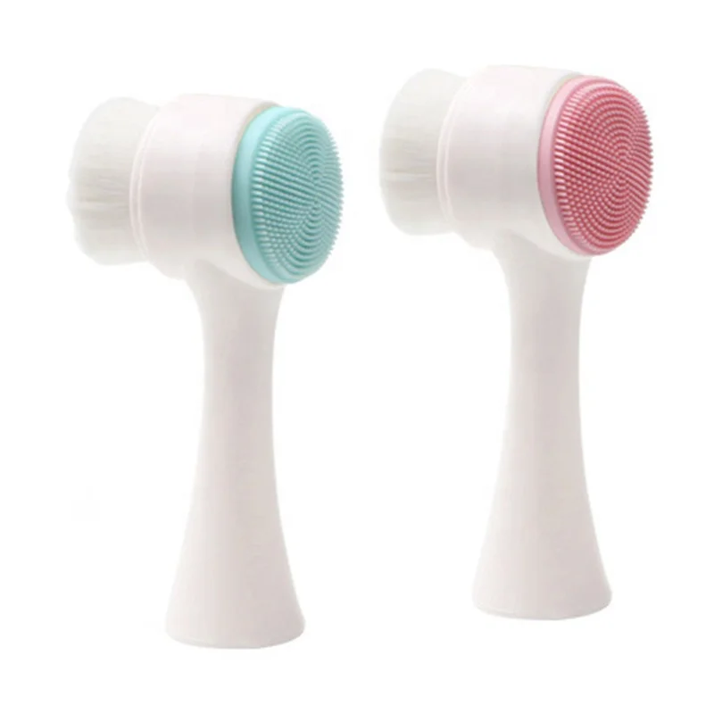 Handheld Dual Sided Facial Cleansing Silicone Face Brush Soft Bristle
