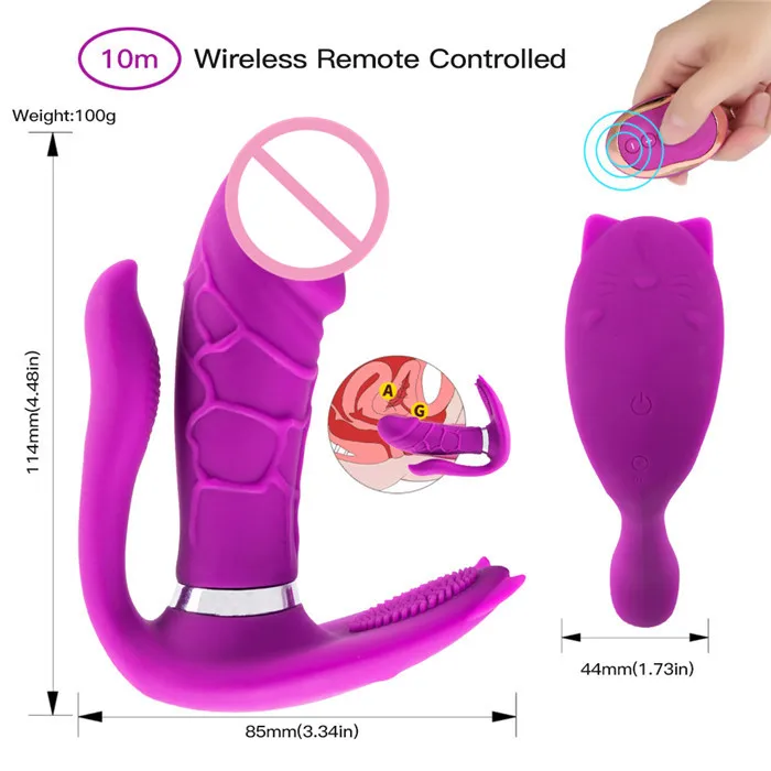 High quality strap on dildo for women wireless butterfly vibrator USB rechargeable vibrator with heating