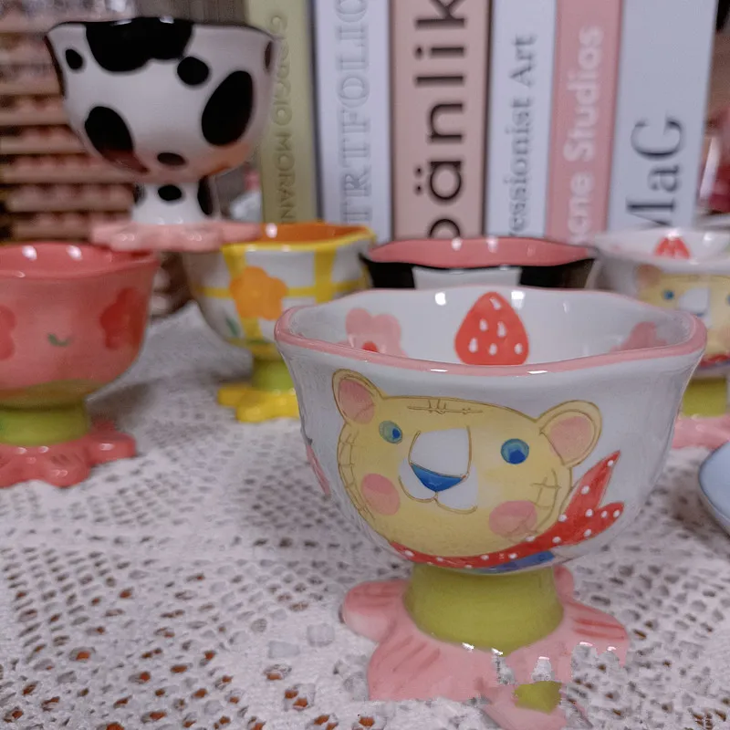 MSH Factory Direct Sales Custom Creative Ice Cream Ceramic Cup Lovely Home Ceramic Dessert Bowl