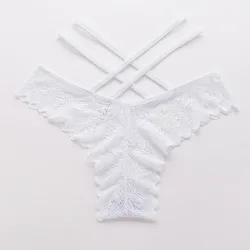 Sexy Panties Women Lace MID-Rise Solid Sexy Briefs Female Underwear Cross Strap Temptation Ladies G String Thong