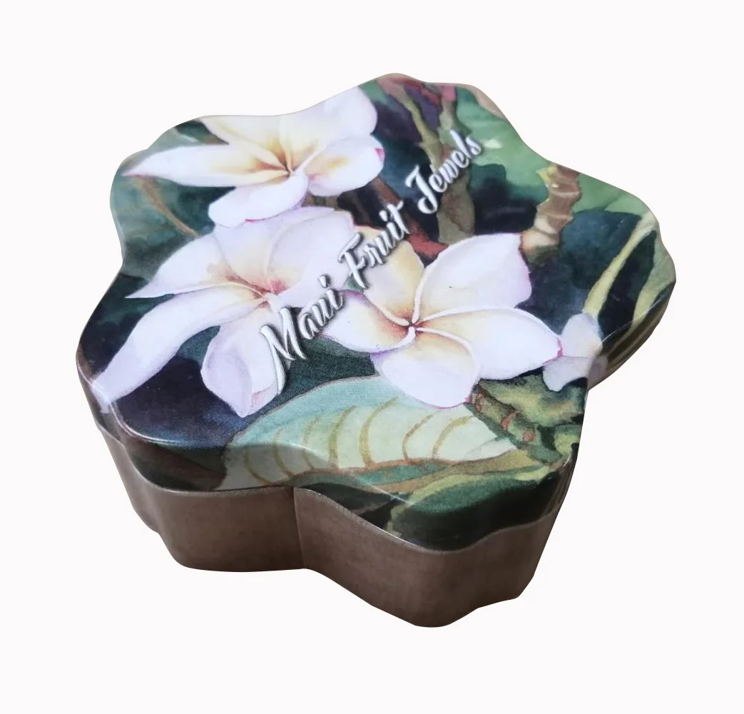 Xmas flower shaped  wedding favor sugar candy metal  tin boxes