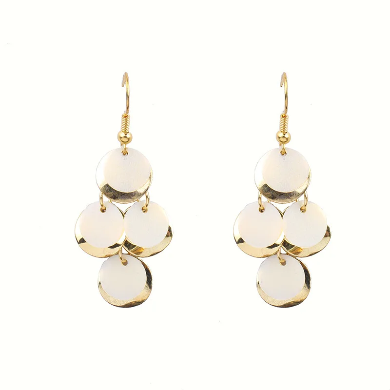 
Hot Sales Long Jewelry Geometric Shape Earrings White Pearl Hoop White Tassel Earrings Shell Women Pearl Earrings 