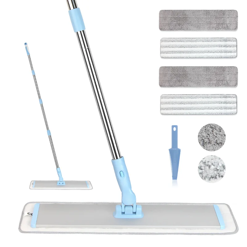Compact Microfiber Spin Mop Set Aluminum Pole Durable 360 Degree Dry Wet Function Mop for Floor Cleaning