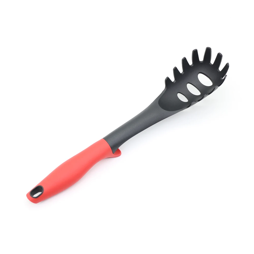 
Food grade nylon kitchen utensils spaghetti spoon with PP + TPR handle customized logo 
