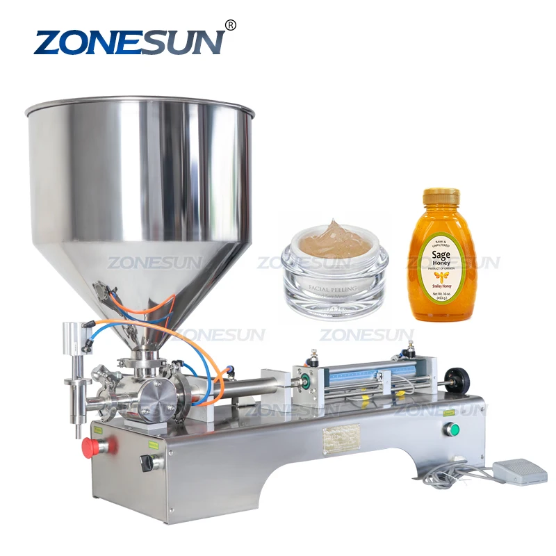ZONESUN 100-1000 мл полуавтоматический лосьон крем Джем желе Дата сироп соус Соль Чили барбекю кетчуп Икра рыбный соус разливочная машина