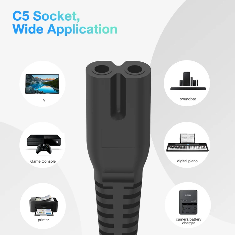 China wholesale low price ac cord US plug 18AWG C7 connector power cable for soundbar printer projector scanner use 125v-250v