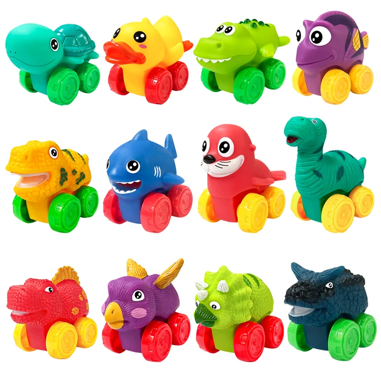 Wholesale 6P Cute Baby Children Boys Girls Cartoon Car Shaped Eco-Friendly Models Soft Rubber Toys