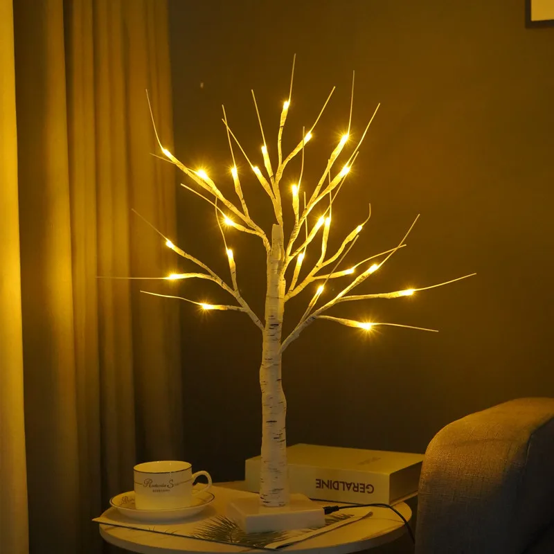 Hot Selling White USB Battery Operated led Christmas Wedding Birch Artificial Tree Light For Room Decoration