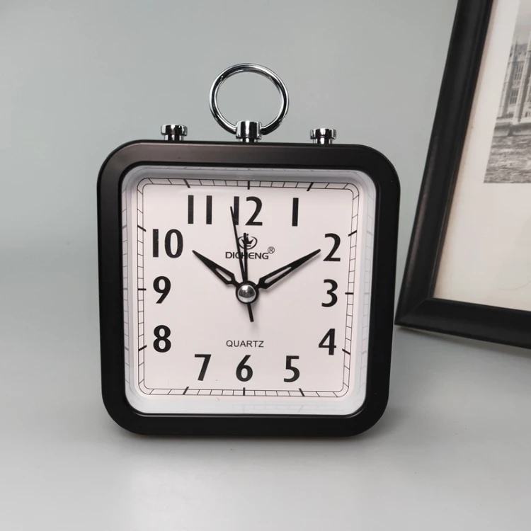 12 CM Mini Size Travel Clock  Small Lightweight Bedside Clock Wake Up Timer Square Table  Alarm Clock