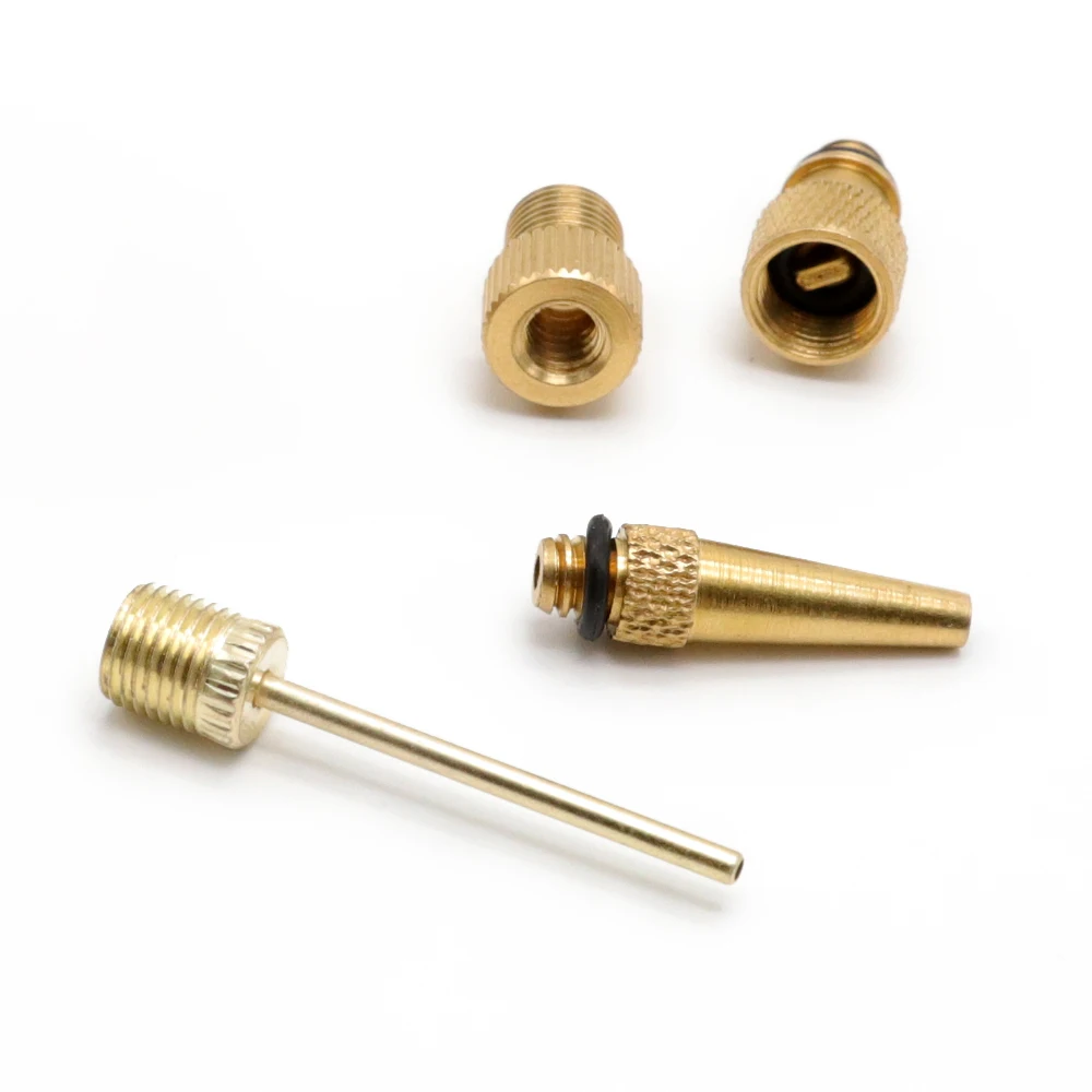 Bike Yellow Copper Schrader Prest Valve Converter Adapter Extension Ball Needle Set