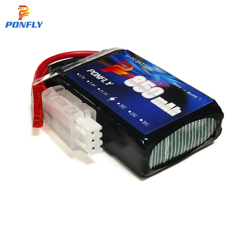 PONFLY Customized 850mAh 7.4V 40C UAV Drone Battery 2S 753048 850mAh Lipo Lithium Polymer Battery Pack With Connector