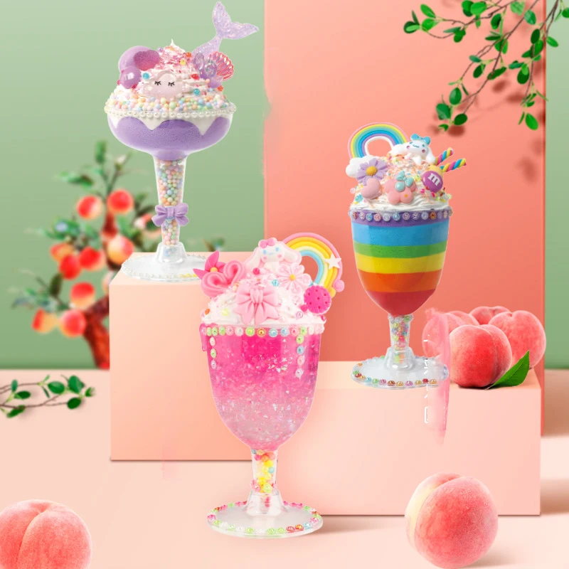 Creative Handmade Crystal Mud Food Toy Cup Children Beautiful DIY Ice Cream Cup Making Material Kit