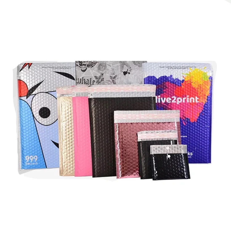 Custom print black bubble mailer bag foil bubble protection plastic bags a bulle aluminum foil bubble mail bag mailers