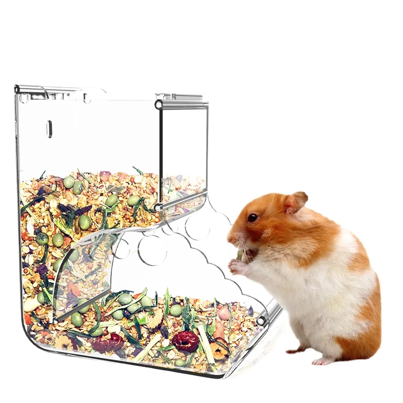 Wholesale Cheap Acrylic Clear Pet Hamster Feeder Bowl automatic  food feeder for Golden Bear hamster