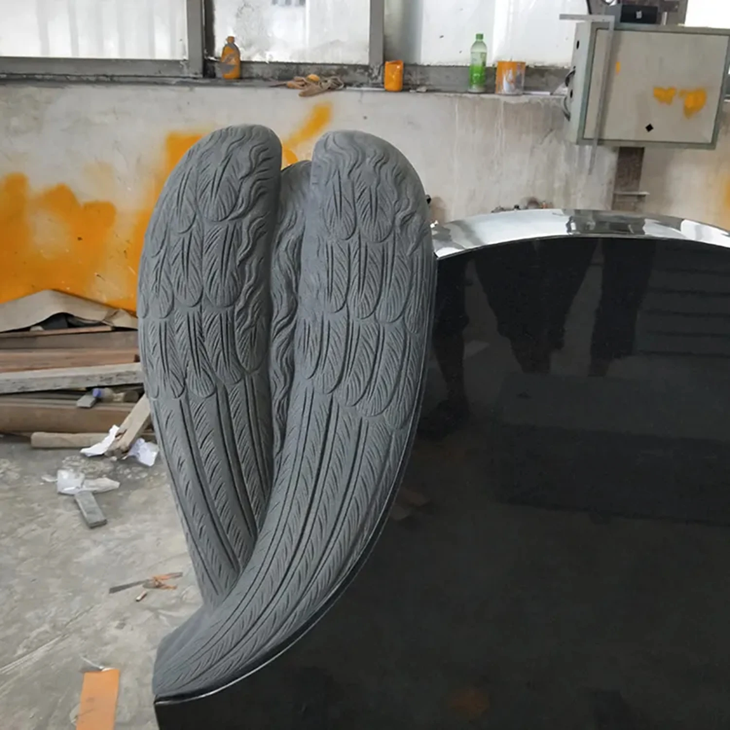 New Model Hot Selling Black Granite Tombstone American Style Angel Headstone Cemetery