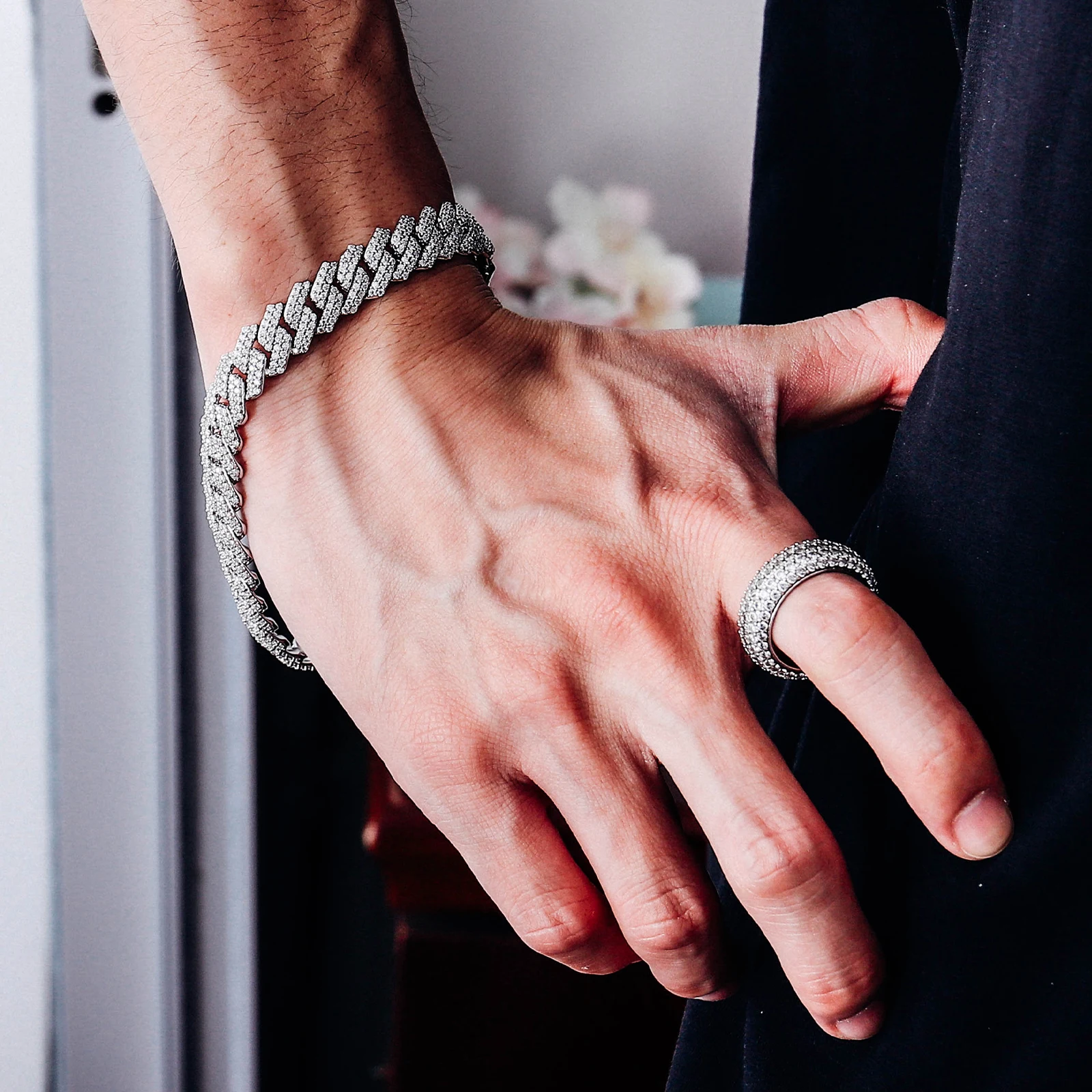 22 inches Width 8 mm 925 Sterling Silver Cuban Necklace moissanite cuban chain  Hip Hop Anniversary Gift  cuban link chain